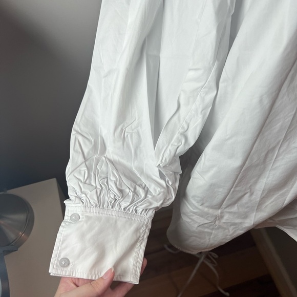 COS Half Placket Cotton Button Down White Shirt Size 4/Small Oversized - Picture 3 of 5
